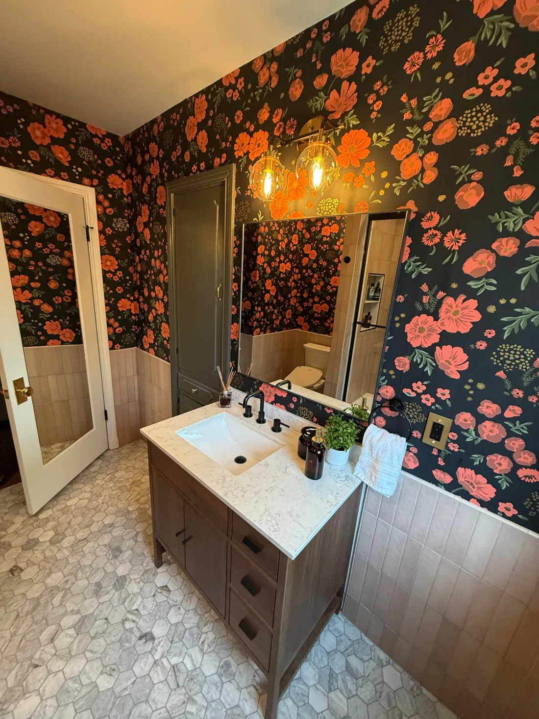 Custom vanity with marble top